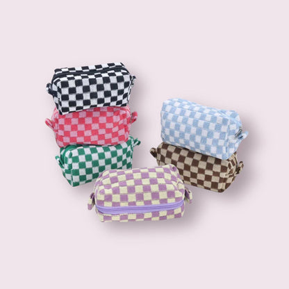 Small Checkered Cosmetic Bag