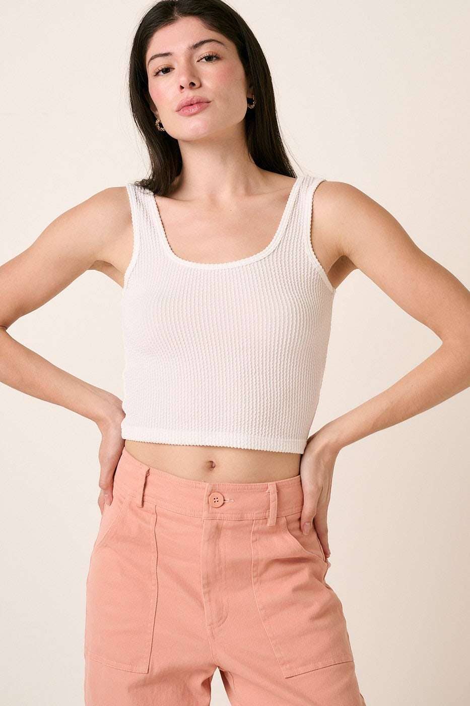 URBAN RIB KNIT SCOOP NECK CROP TANK TOP