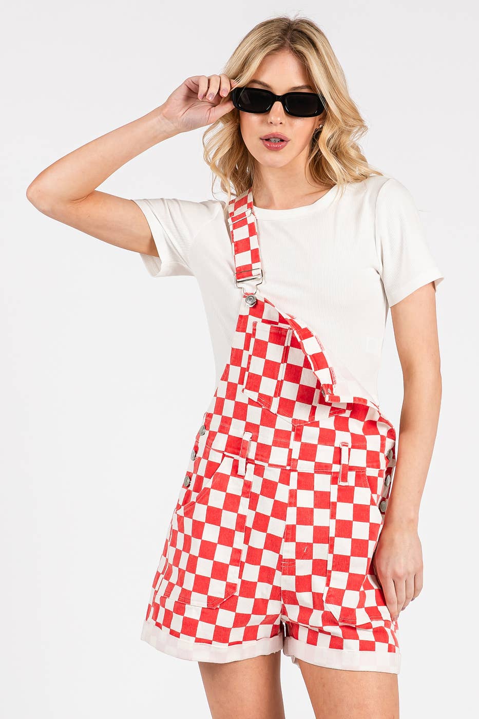 GAME DAY CHECKERED ROMPER BIB OVERALLS