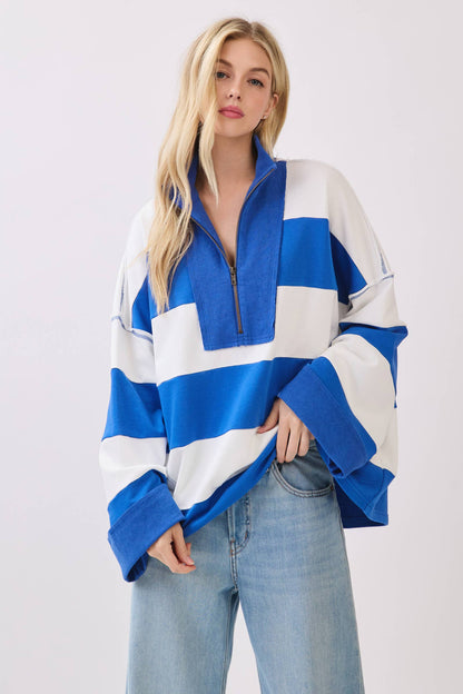 Varsity Stripe Zip Pullover