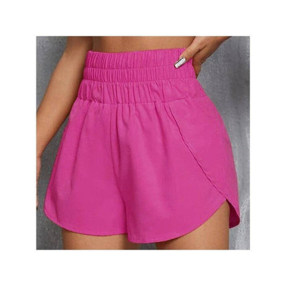 Elastic High-Waisted Loose-Fit Sports Shorts
