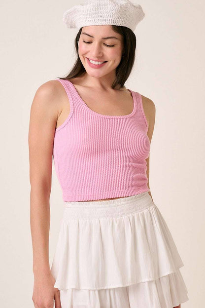 URBAN RIB KNIT SCOOP NECK CROP TANK TOP