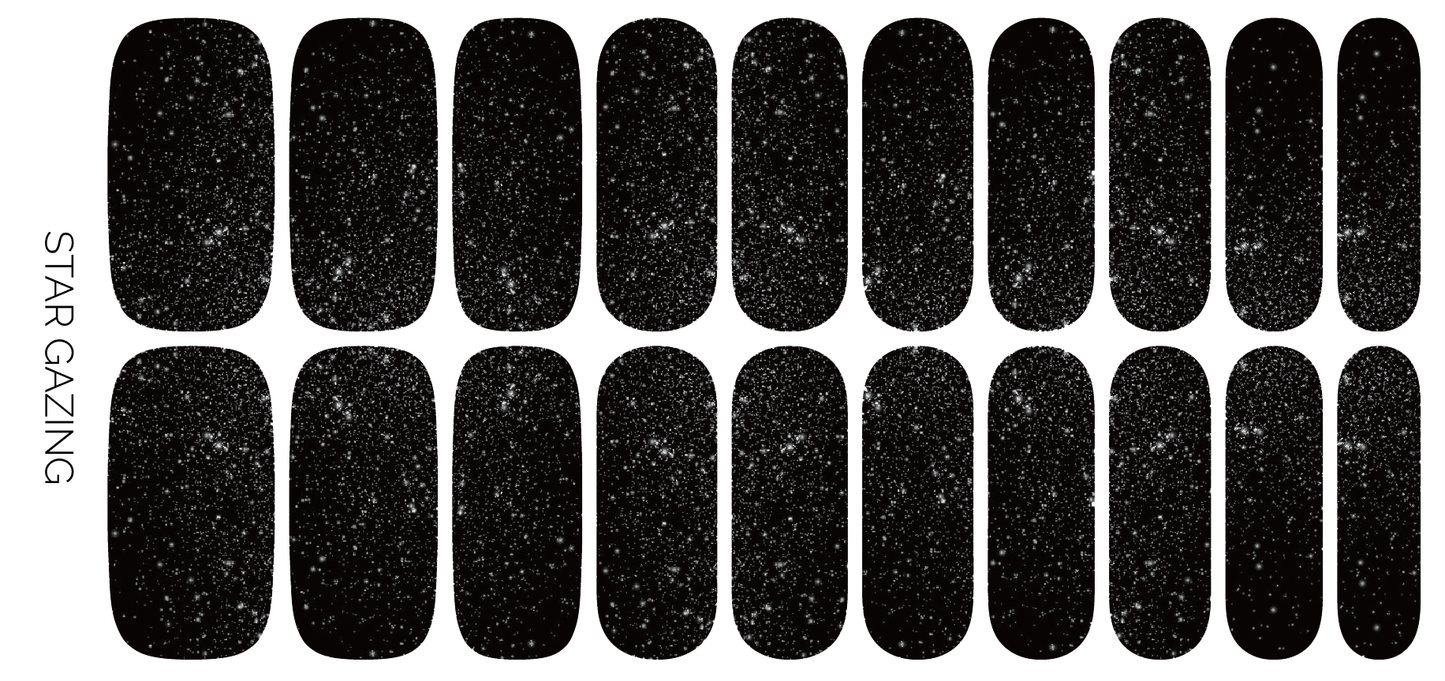 Star Gazing | Bold Black and Sparkling Glitter Nail Wraps