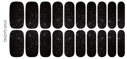 Star Gazing | Bold Black and Sparkling Glitter Nail Wraps