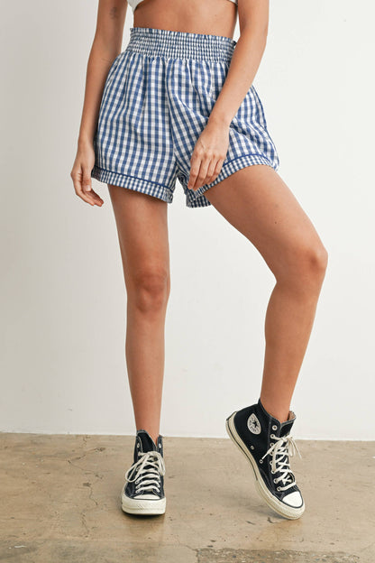 Garterized Gingham Shorts - BMP7658