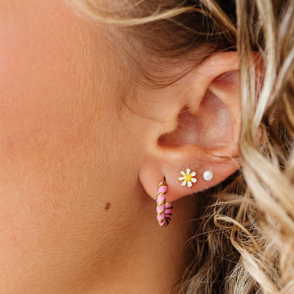 Mini Daisy Stud Earrings - Hypoallergenic, Flat Back, Girl