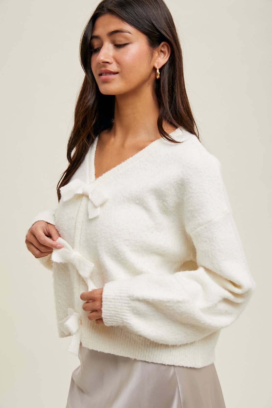 BRUSHED BOW DETAIL SWEATER / WL25-11102