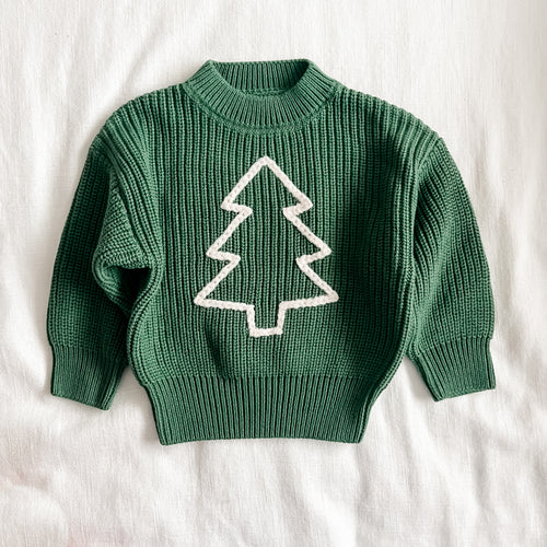 TREE hand embroidered sweater (4-6 week preorder)