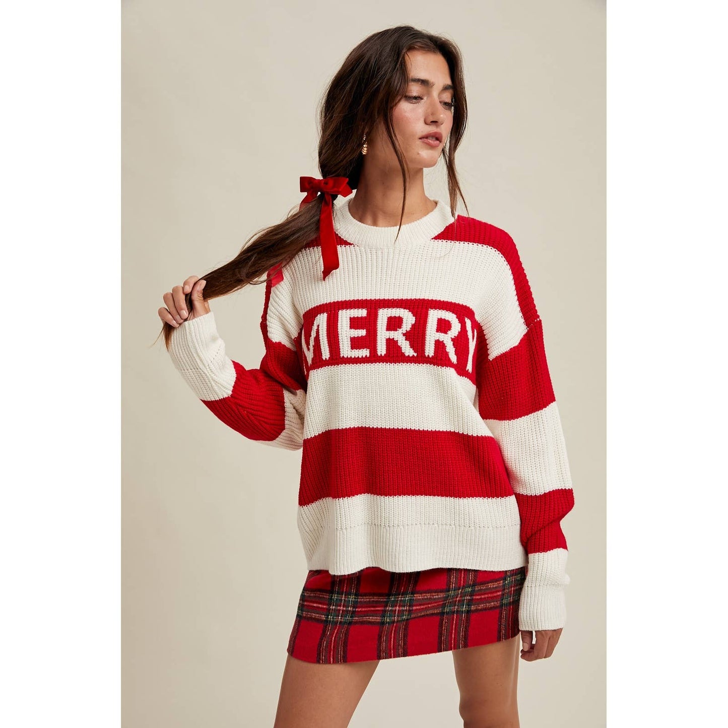 'MERRY' STRIPED KNIT SWEATER / WL25-11180