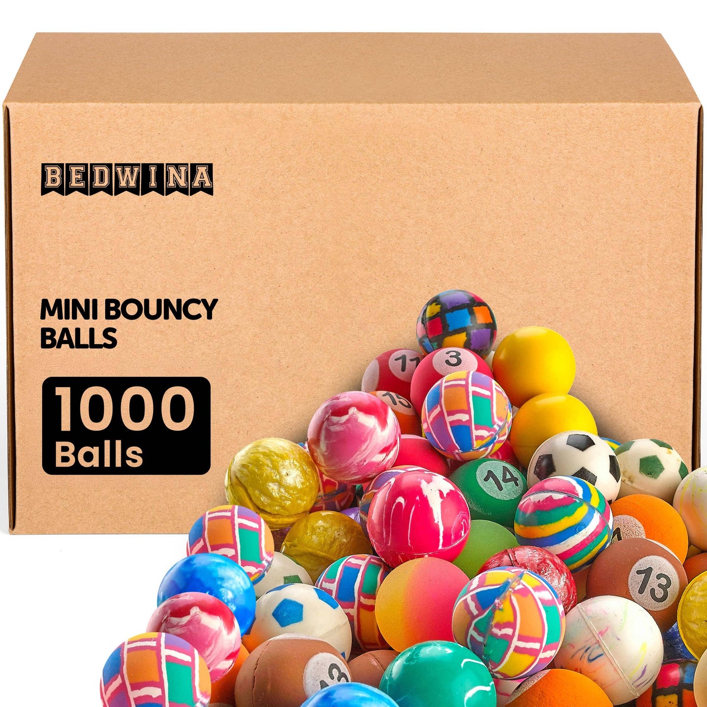 Bedwina 1" High Bounce Balls Assorted Colors Pack of 1000