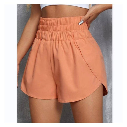 Elastic High-Waisted Loose-Fit Sports Shorts