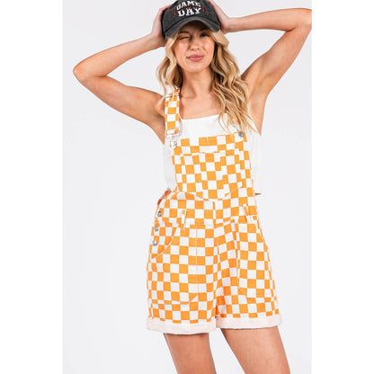 GAME DAY CHECKERED ROMPER BIB OVERALLS