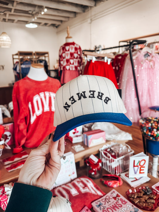 Upside Down Bremen Pinstripe Hat (Blue Bill)