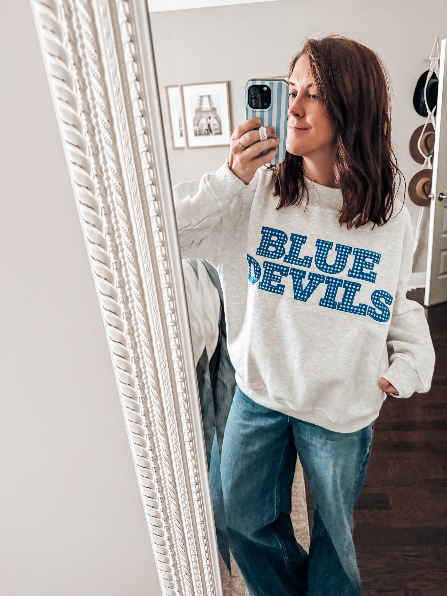 Blue Devils gingham sweatshirt