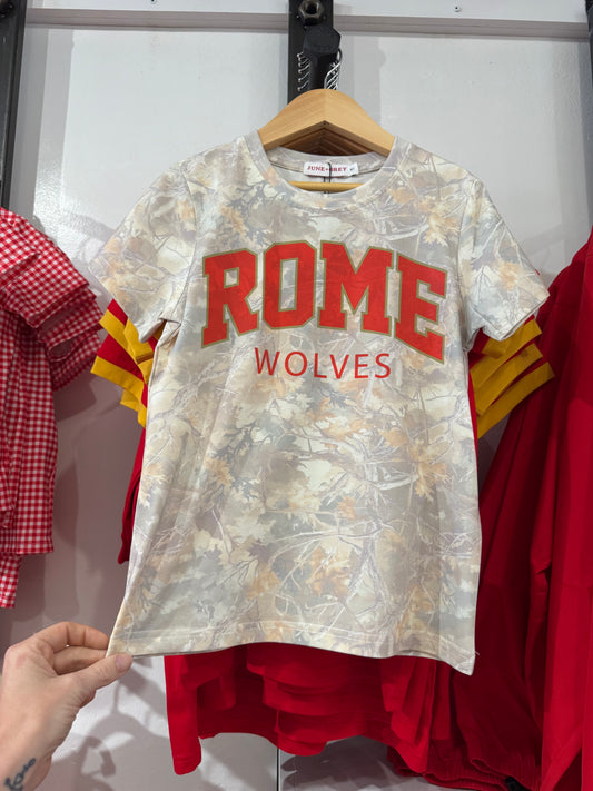 ROME wolves camo kid tees