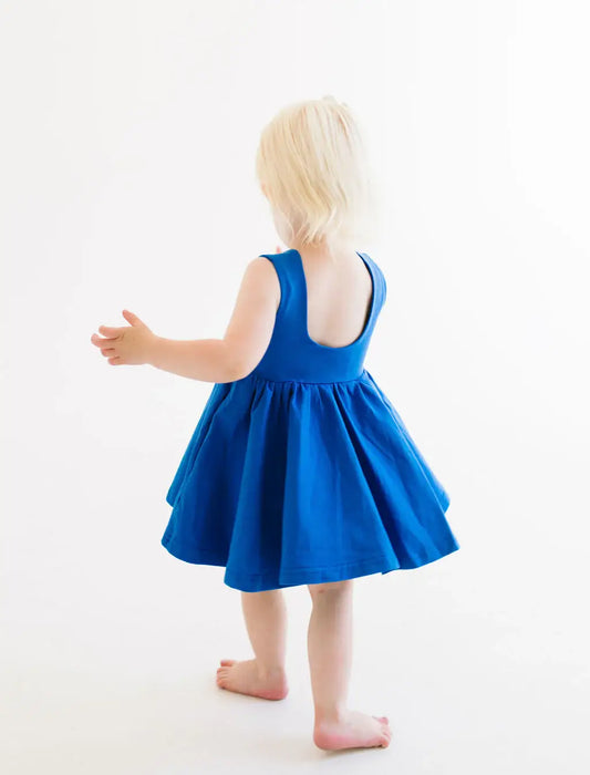 Tank Dress in Deep Sea | girls Pocket twirl Dress