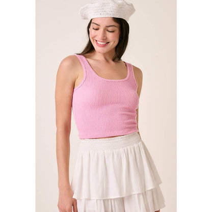 URBAN RIB KNIT SCOOP NECK CROP TANK TOP