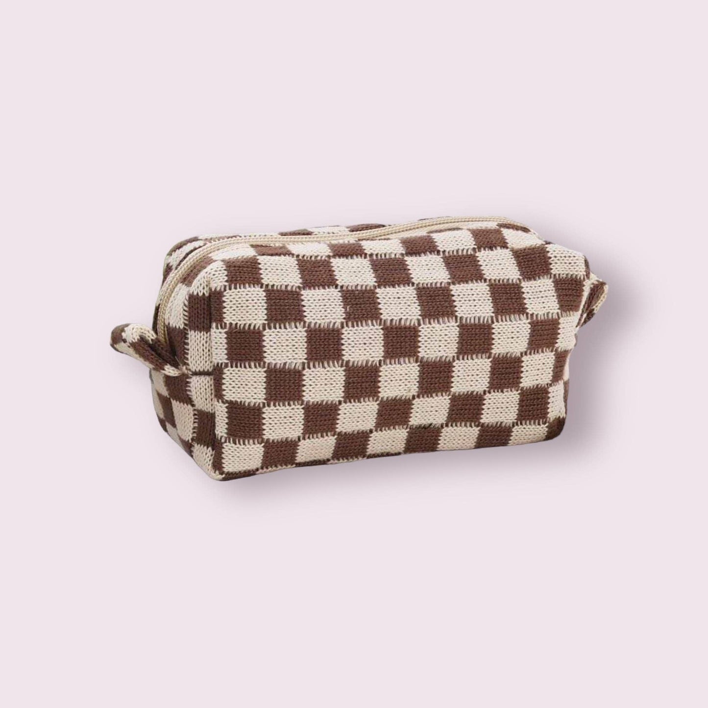 Small Checkered Cosmetic Bag