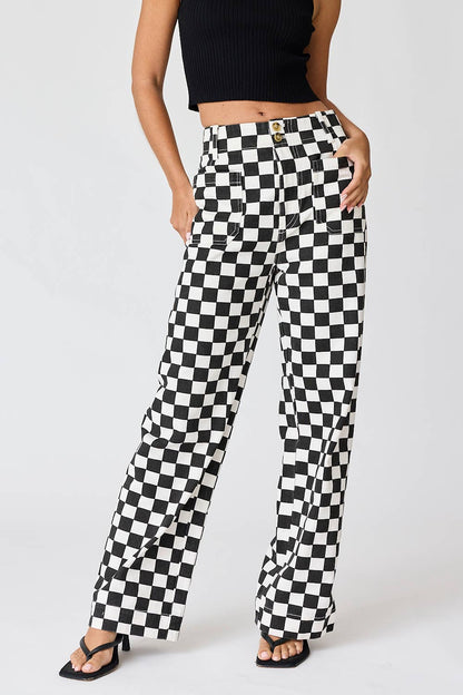 Demi Checkered Bottoms w Elastic Band: Black