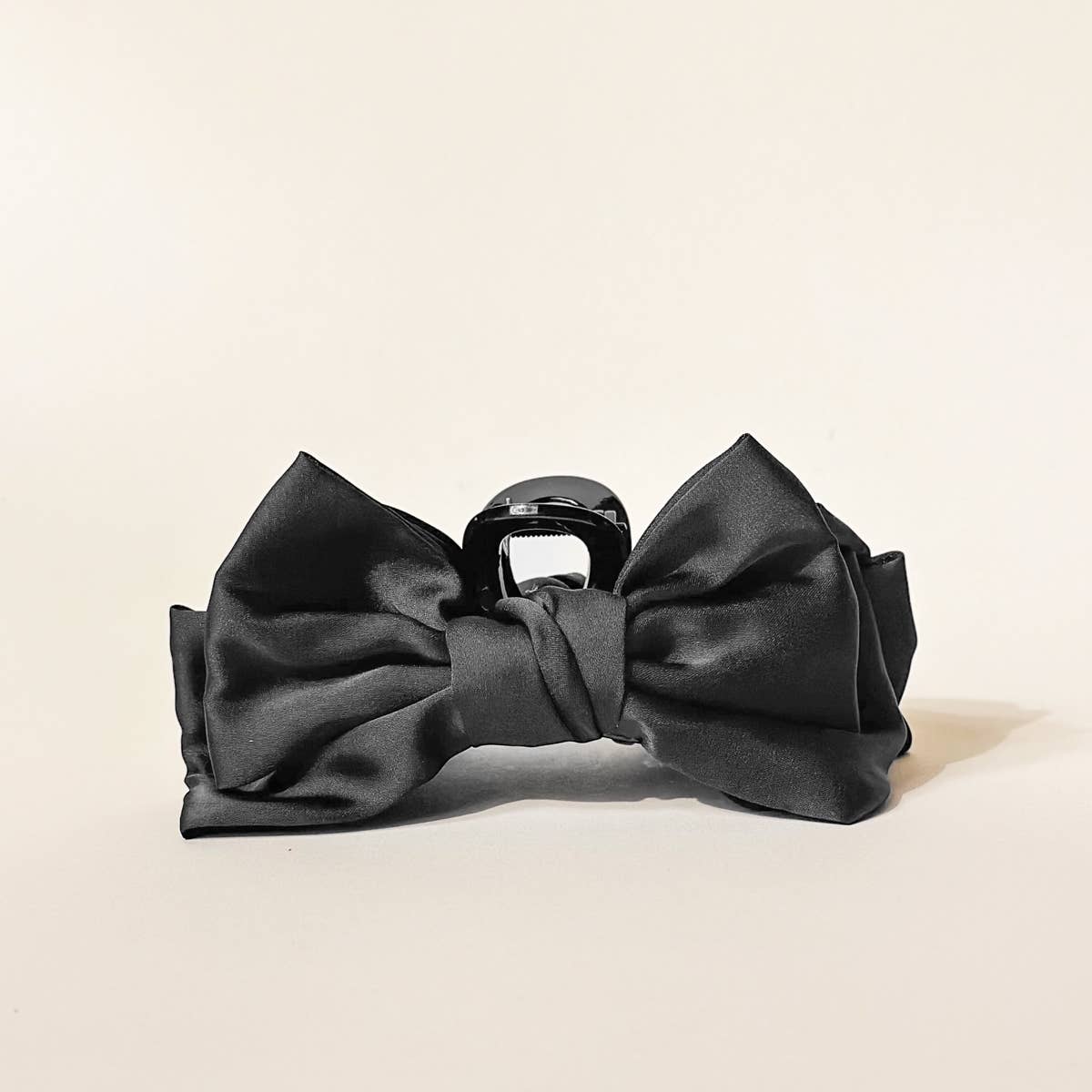 Satin Bow Claw Clip–Black