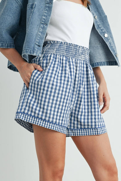Garterized Gingham Shorts - BMP7658