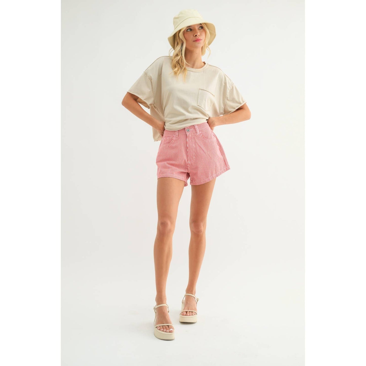 STRIPED DENIM SHORTS / WL24-9858