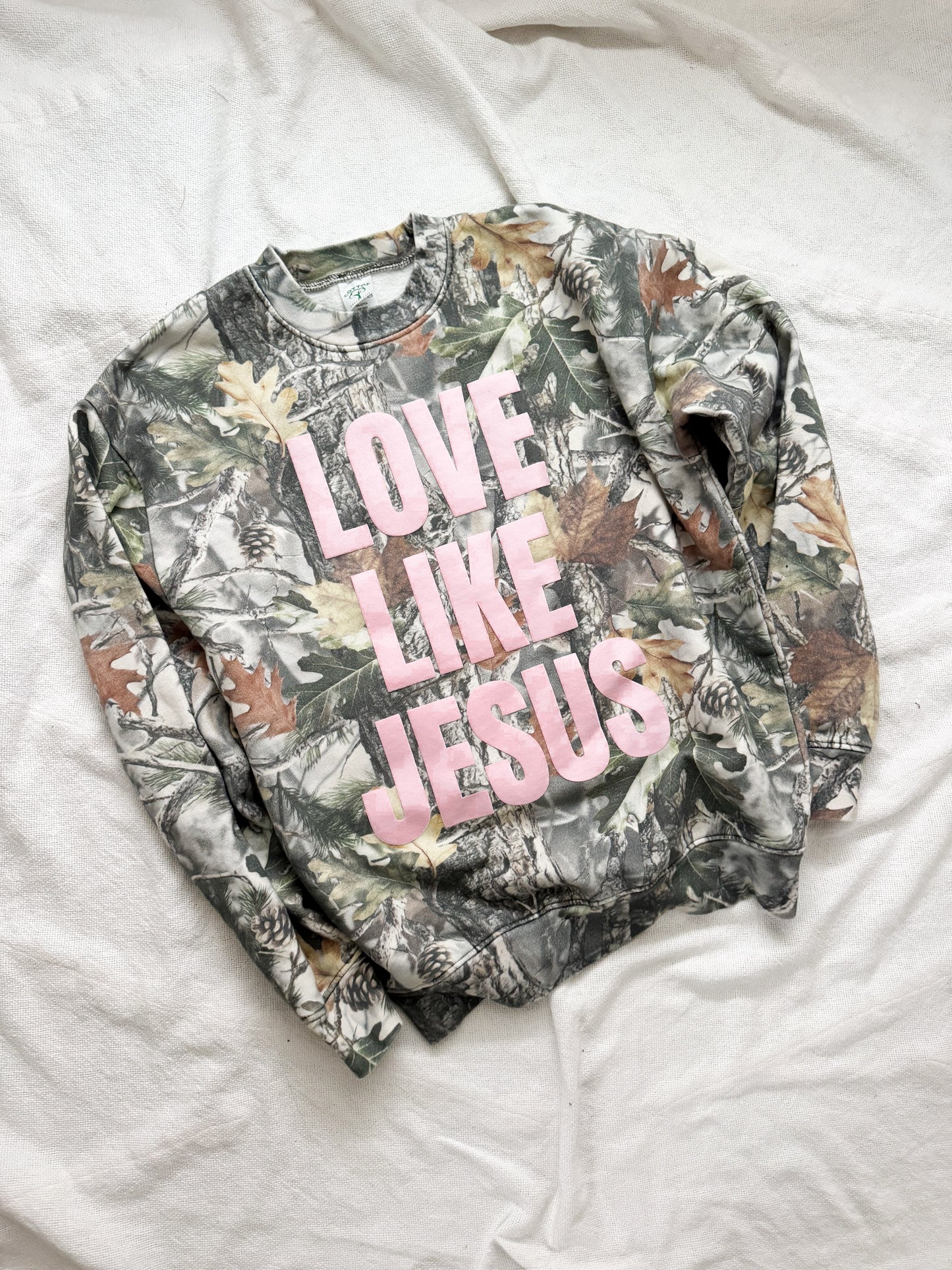 LOVE LIKE JESUS adult camo sweatshirt