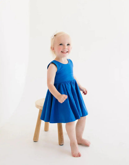 Tank Dress in Deep Sea | girls Pocket twirl Dress