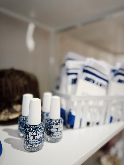 BLUE/BLACK/WHITE School Spirit Confetti Glitter Nail Polish 