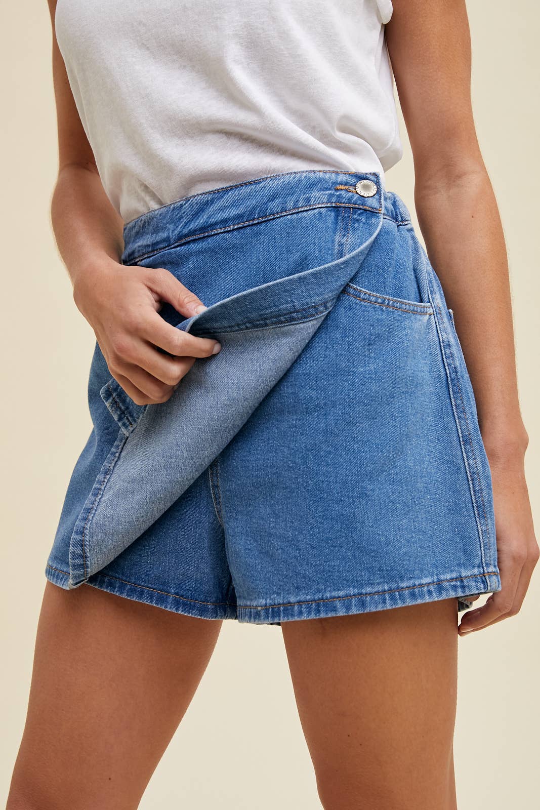 DENIM WRAP SKORTS