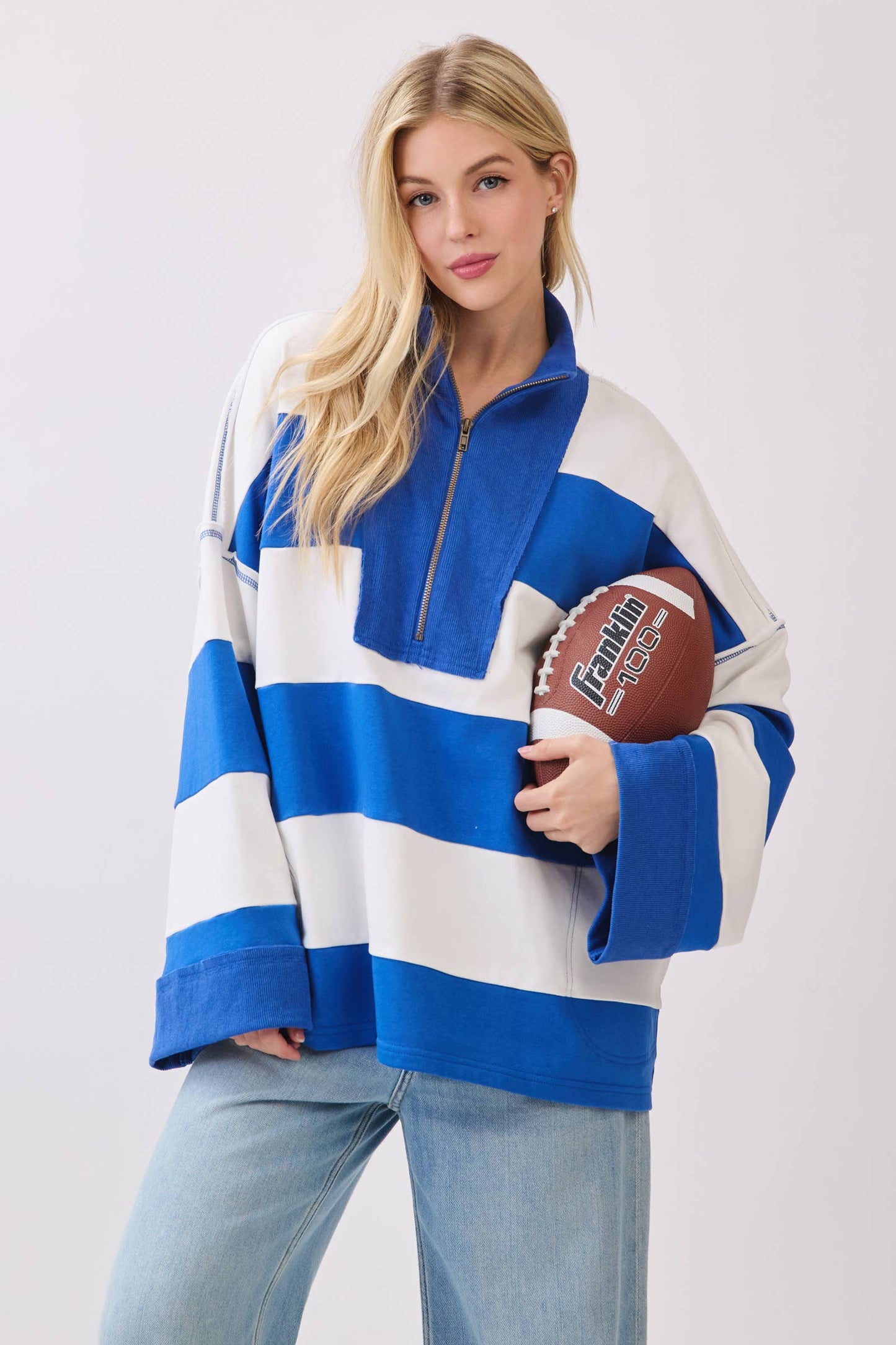 Varsity Stripe Zip Pullover