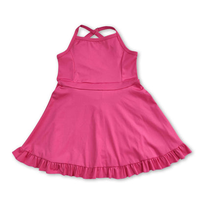 Blue straps ruffle baby girls summer active wear