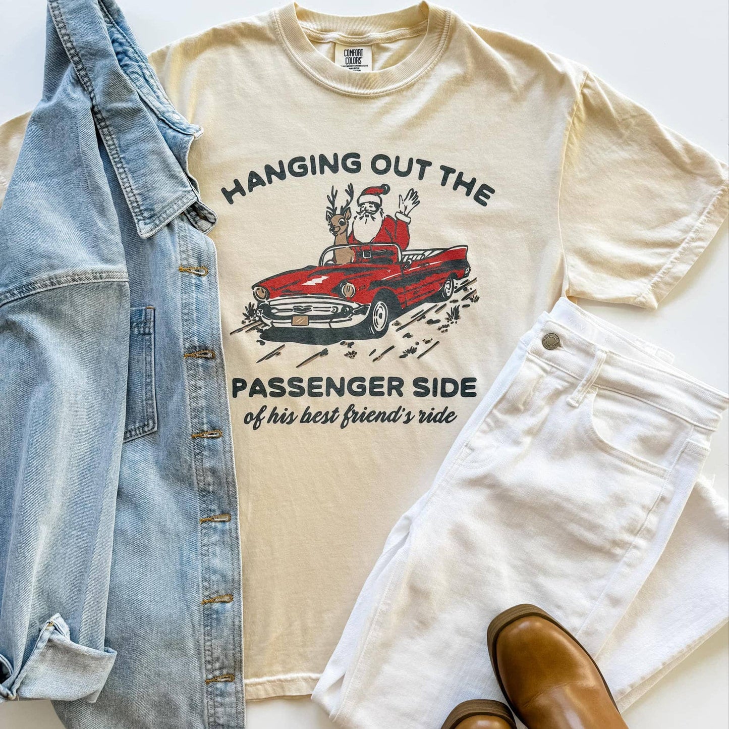 Passenger Side Funny Christmas Shirt, Christmas Graphic Tee