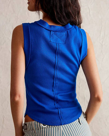 Ladies Ribbed Sleeveless Tank Top