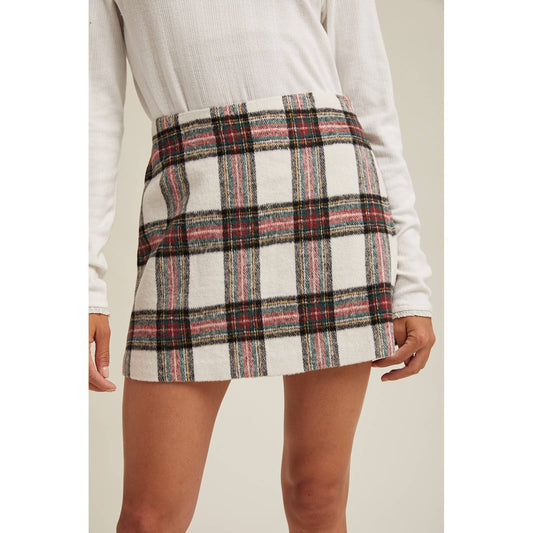 BRUSHED PLAID MINI SKIRT / WL25-11081