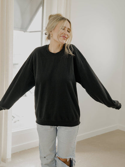 LivyLu Black Blank Thrifted Sweatshirt