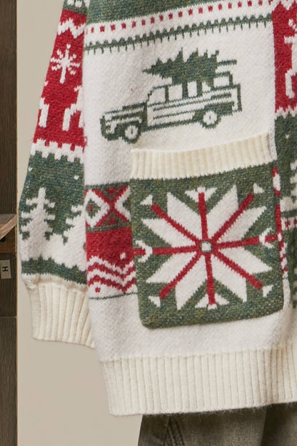 Christmas Pattern Knit Cardigan