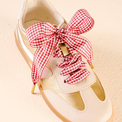 Step It Up Shoelaces–Gingham Red
