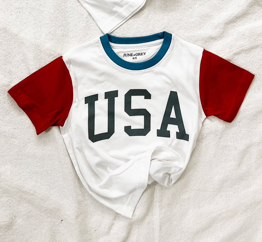 RED USA sleeve tee