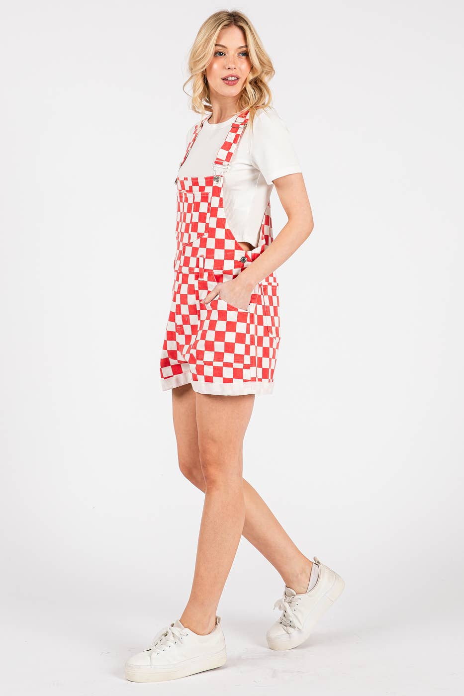 GAME DAY CHECKERED ROMPER BIB OVERALLS