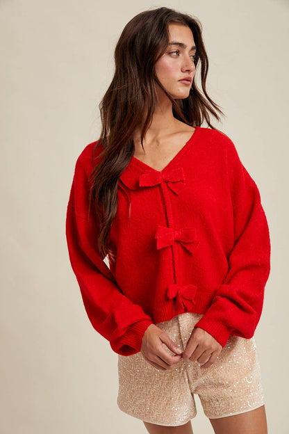 BRUSHED BOW DETAIL SWEATER / WL25-11102
