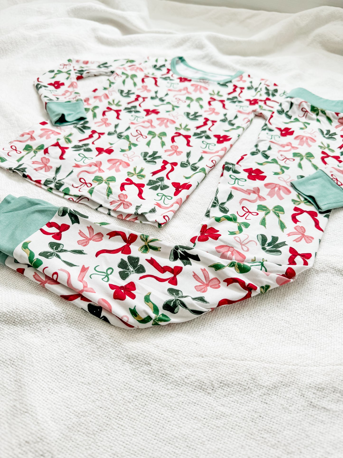 CHRISTMAS BOW two piece bamboo pajamas