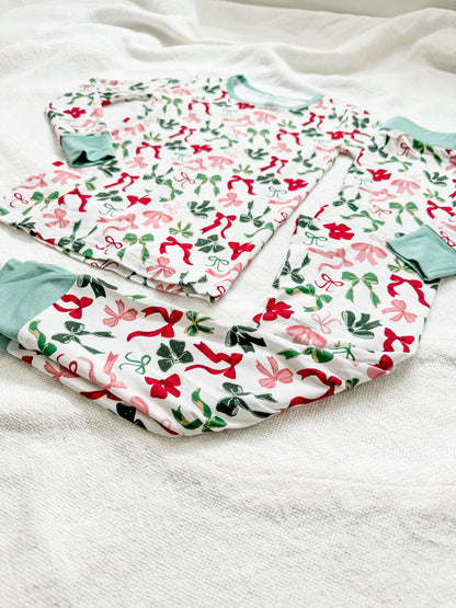 CHRISTMAS BOW two piece bamboo pajamas