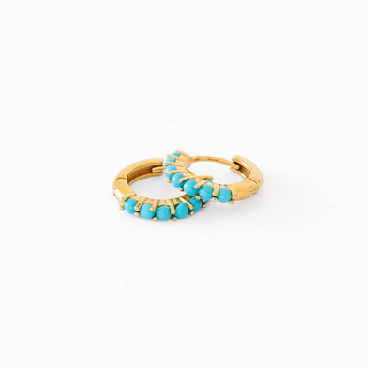 Turquoise Hoop Earrings - Hypoallergenic, Flat Back, Girl