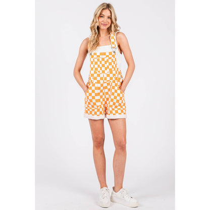 GAME DAY CHECKERED ROMPER BIB OVERALLS