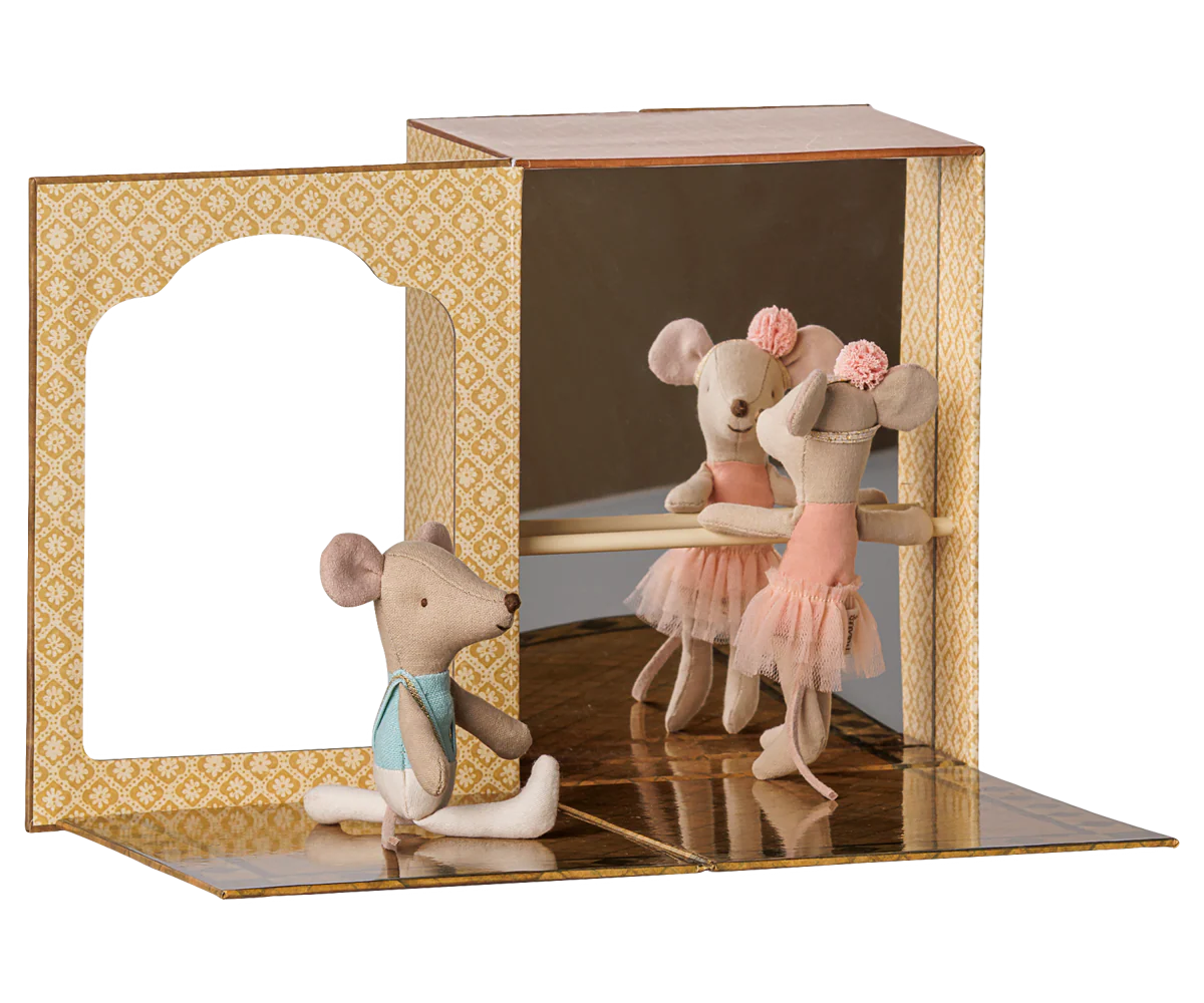 Ballet mice in dance studio, Little sister and brother