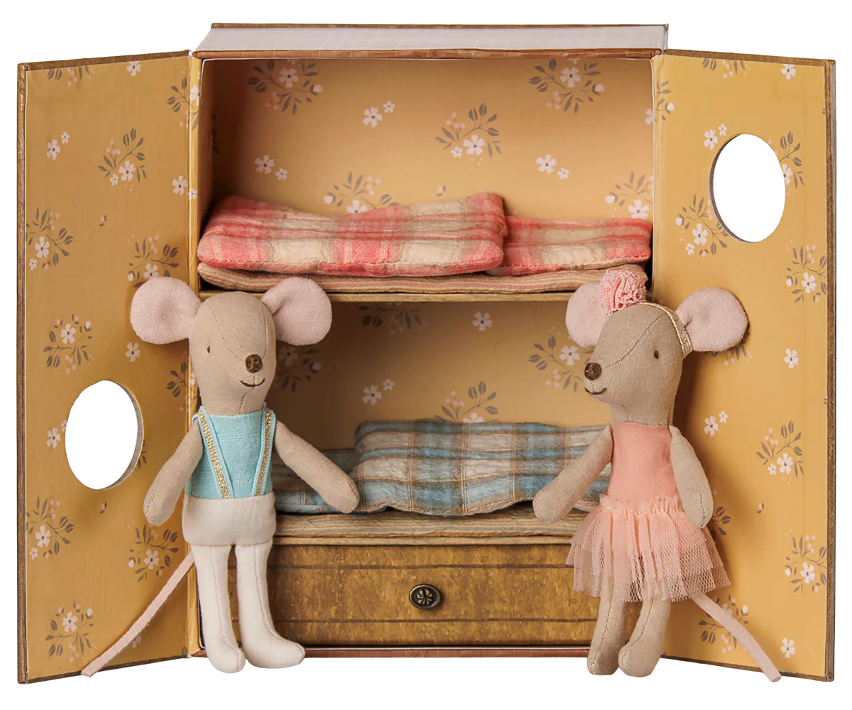 Ballet mice in dance studio, Little sister and brother