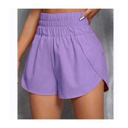 Elastic High-Waisted Loose-Fit Sports Shorts