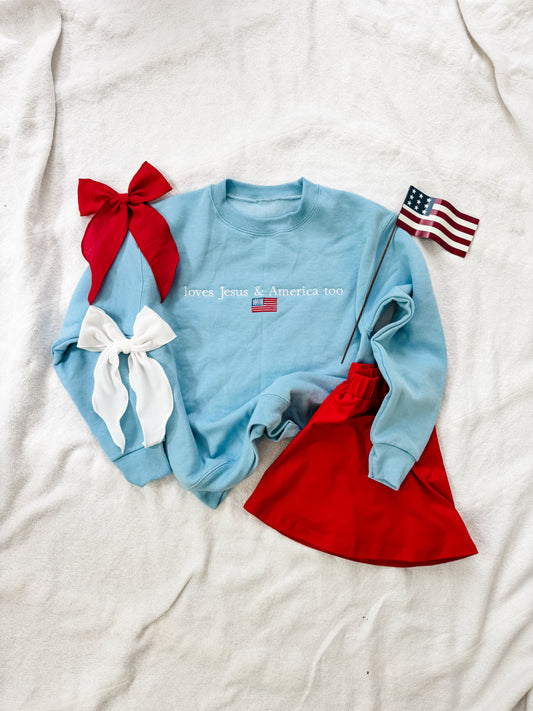 Loves Jesus & America Too Embroidered Sweatshirt