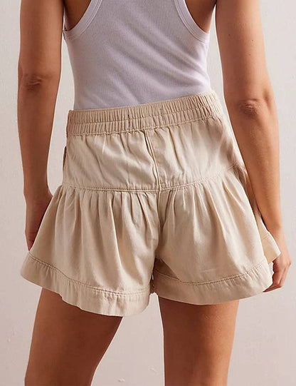 Ladies Solid Color Cotton Denim Shorts